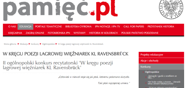 Ogólnopolski konkurs „W kręgu poezji i prozy lagrowej więźniarek KL Ravensbruck” Ogólnopolski konkurs „W kręgu poezji i prozy lagrowej więźniarek KL Ravensbruck”