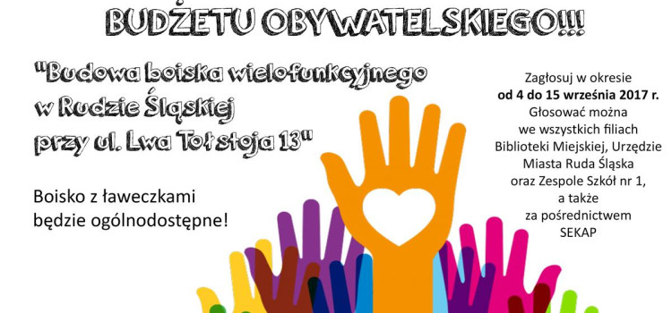 Już od 4 września będzie można zagłosować na nasz projekt boiska wielofunkcyjnego! Już od 4 września będzie można zagłosować na nasz projekt boiska wielofunkcyjnego!