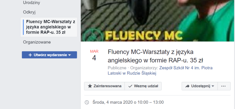 MC FLUENCY W KATOWICACH – Szkolny Klub Europejski organizuje wyjazd na warsztaty z języka angielskiego w formie RAP-u MC FLUENCY W KATOWICACH – Szkolny Klub Europejski organizuje wyjazd na warsztaty z języka angielskiego w formie RAP-u