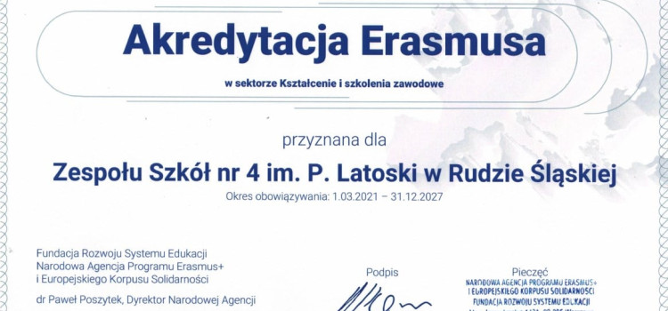 Certyfikat Akredytacji Erasmus+ na lata 2021-2027 Certyfikat Akredytacji Erasmus+ na lata 2021-2027