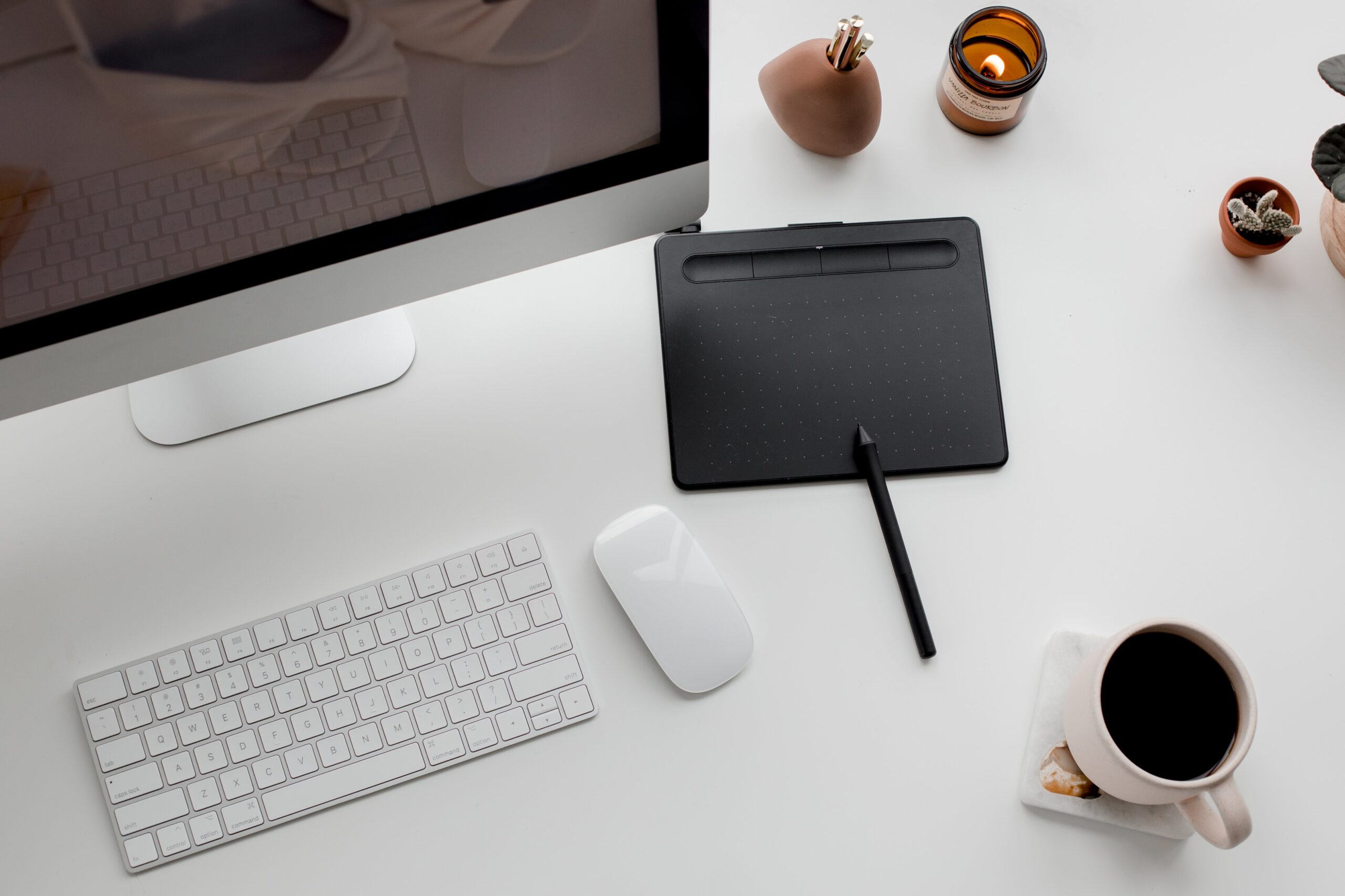 an-overhead-of-a-clean-organized-desk