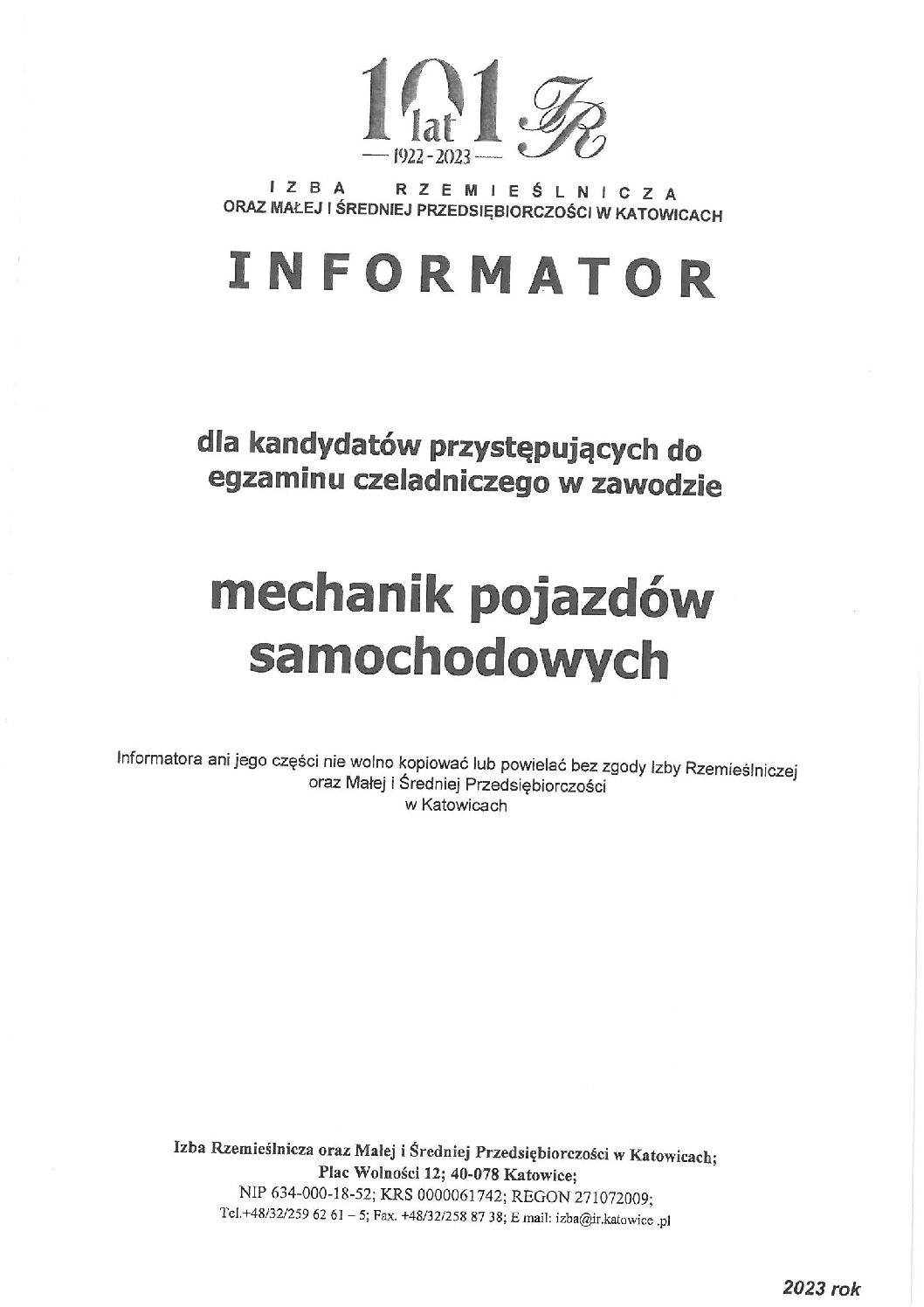 informator mechanik pojazdów samochodowych